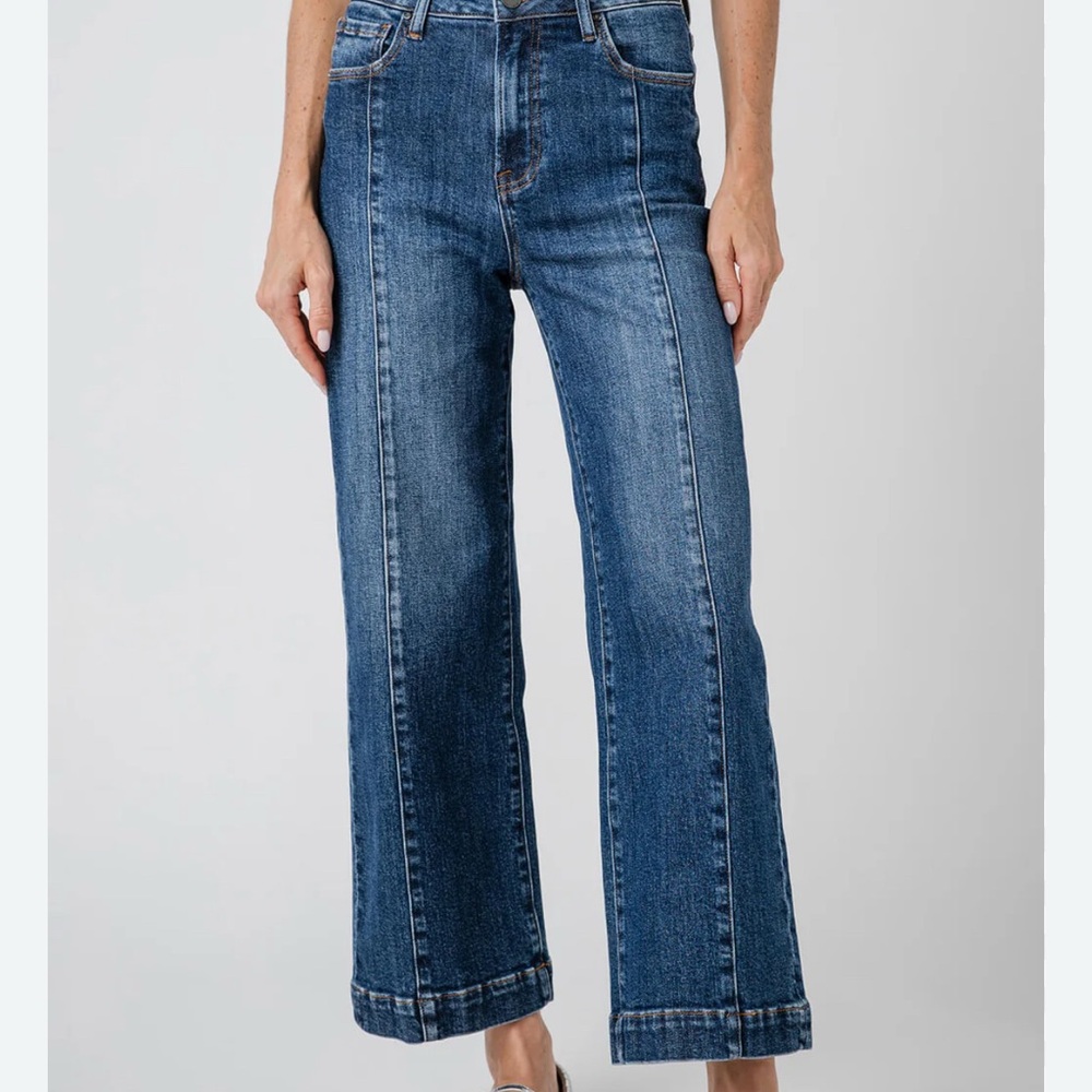 Risen Denim Mia High Rise Front Seam Wideleg Ankle Jeans